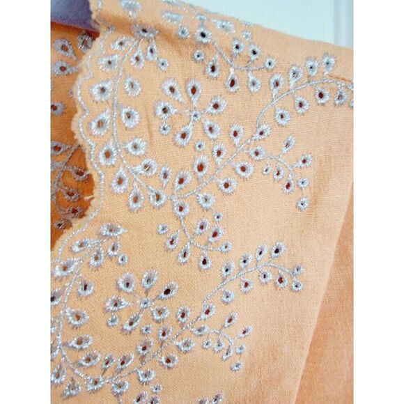 Susan Graver L Jacket Womens Peach W/Silver Eyelets Blazer Linen Blend Vintage - Picture 4 of 8